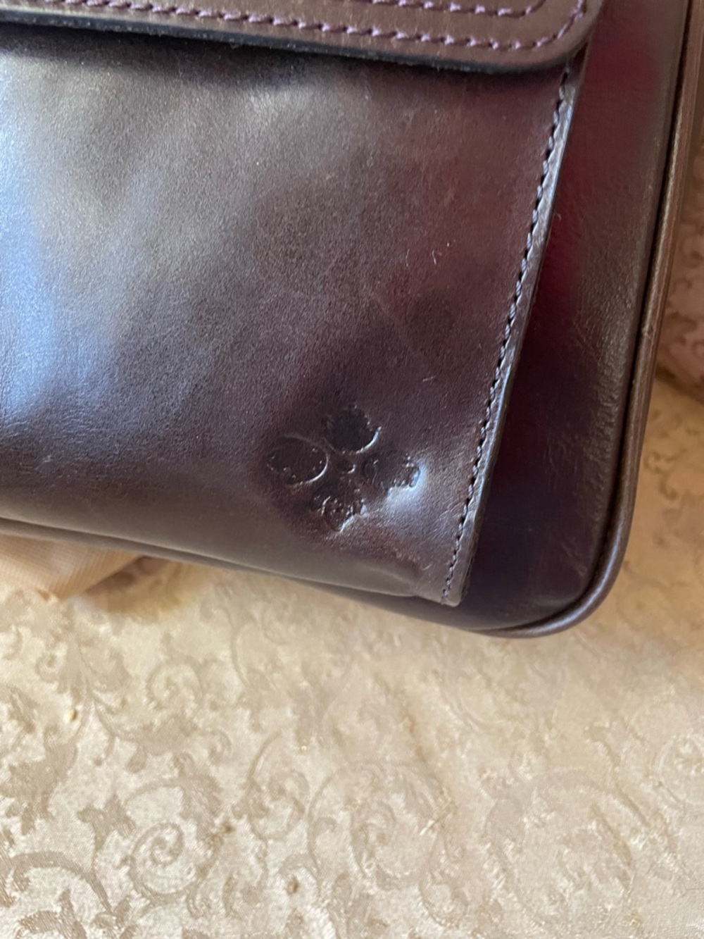 NWT! Patricia Nash Chocolate Brown Distressed Leather Rosetti Satchel - Picture 2 of 4